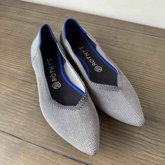 Rothy’s Flats The Point Pointed Toe Women’s Sz 9 Gray Blue Ballet Flats Shoes - Picture 1 of 8